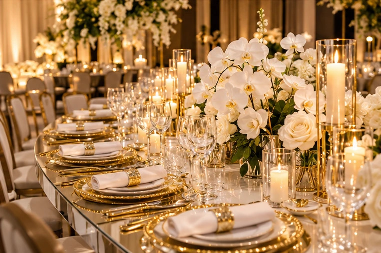 Décoration florale raffinée pour une réception