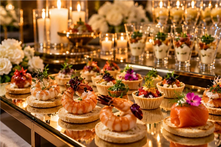 Pièces et buffet gastronomiques pour une réception