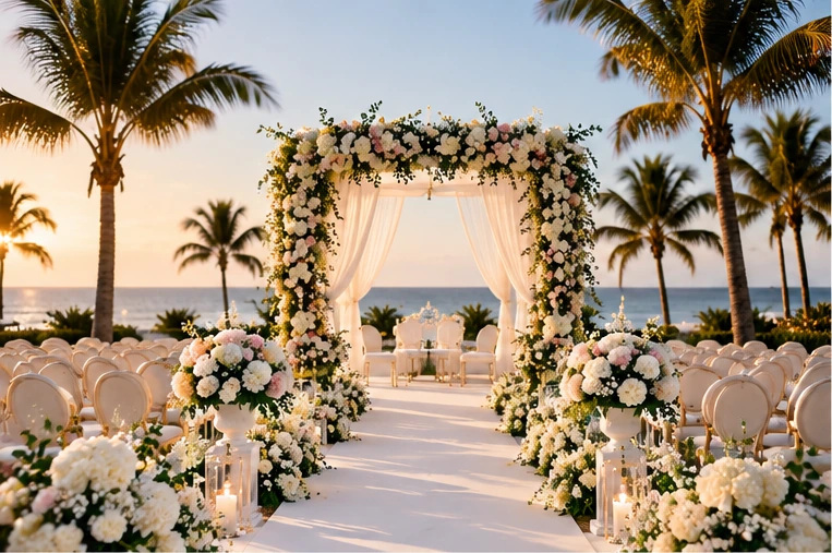 Cérémonie de mariage à la décoration florale élégante